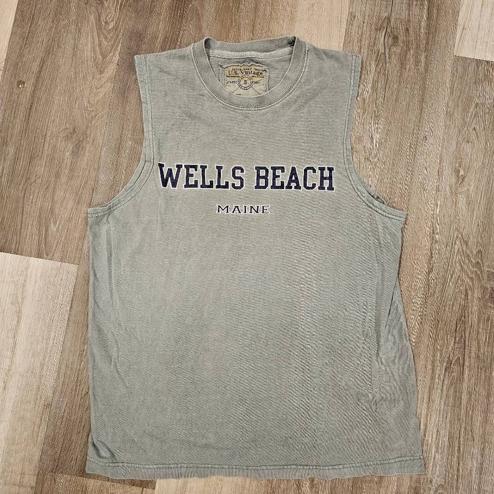 U.S. Vintage Summer Beach Tank Men's Women's Gray Oversized Top Size Small